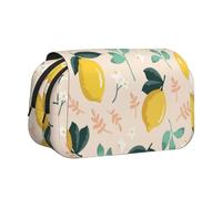 YOFIEN Fresh Yellow Lemons Summer Fruits Pencil Pouch Portable Double Layer Stationery Organizer