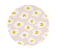 YOFIEN Fried Egg Food Repeat 8&8in Round Mouse Pad Sewn Edge Design