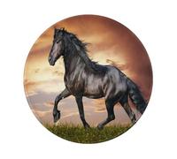 YOFIEN Friesian Horse Design 8&8in Round Mouse Pad Sewn Edge Design