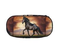 YOFIEN Friesian Horse Design,Small Pencil Case Large Capacity Pencil Pouch Office Stationery Organizer