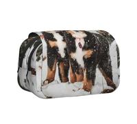 YOFIEN Funny Bernese Mountain Dog Pencil Pouch Portable Double Layer Stationery Organizer