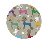 YOFIEN Funny Cartoon Colorful Poodle 8&8in Round Mouse Pad Sewn Edge Design