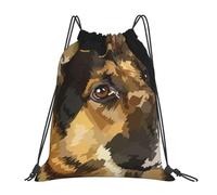 YOFIEN German Shepherd 2 Water Drawstring Backpack Resistant String Bag for Women Men Sports Gym Sackpack