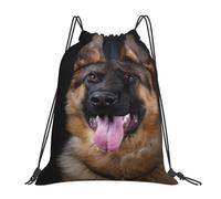 YOFIEN German Shepherd 3 Water Drawstring Backpack Resistant String Bag for Women Men Sports Gym Sackpack