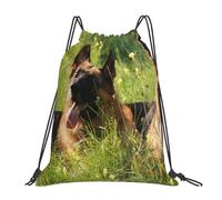 YOFIEN German Shepherd Dog Pattern Water Drawstring Backpack Resistant String Bag for Women Men Sports Gym Sackpack
