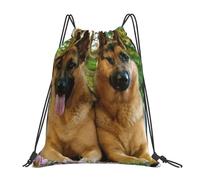 YOFIEN German Shepherd Dogs Print Water Drawstring Backpack Resistant String Bag for Women Men Sports Gym Sackpack