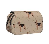 YOFIEN German Shepherd Foot Prints Pencil Pouch Portable Double Layer Stationery Organizer