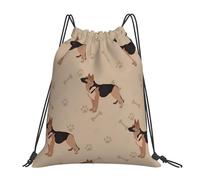 YOFIEN German Shepherd Foot Prints Water Drawstring Backpack Resistant String Bag for Women Men Sports Gym Sackpack
