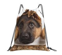 YOFIEN German Shepherd Puppy Dog Water Drawstring Backpack Resistant String Bag for Women Men Sports Gym Sackpack