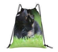 YOFIEN German Shepherd Puppy Pets Lawn Bokeh Dogs Water Drawstring Backpack Resistant String Bag for Women Men Sports Gym Sackpack
