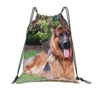 YOFIEN German Shepherd Water Drawstring Backpack Resistant String Bag for Women Men Sports Gym Sackpack