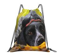 YOFIEN German Shorthaired Pointer Autumn Pets Dogs Water Drawstring Backpack Resistant String Bag for Women Men Sports Gym Sackpack