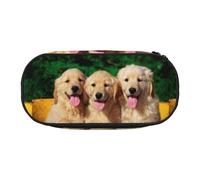 YOFIEN Golden Retriever with Smiling Face Dog,Small Pencil Case Large Capacity Pencil Pouch Office Stationery Organizer