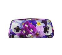 YOFIEN Graphic Pansy Easter Spring Flowers Pencil Case for Girls, Pen Pouch Organizer Pencil Bag with Zipper