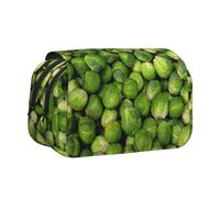 YOFIEN Green Brussel Sprout Print Pencil Pouch Portable Double Layer Stationery Organizer