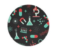 YOFIEN Green Chemistry And Science Patterns 8&8in Round Mouse Pad Sewn Edge Design