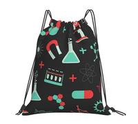 YOFIEN Green Chemistry And Science Patterns Water Drawstring Backpack Resistant String Bag for Women Men Sports Gym Sackpack