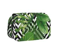 YOFIEN Green Leaves of Palm Tree Tropical Plant Pencil Pouch Portable Double Layer Stationery Organizer