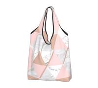 YOFIEN Grey And Pink Rose Gold Marble Diamond Foldable Tote Bag Reusable Large Capacity Shopping Bags