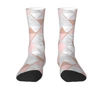 YOFIEN Grey And Pink Rose Gold Marble Diamond,Men's Moisture Wicking Breathable Cusioned Crew Socks for women