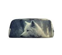 YOFIEN Grey Wolf in Moonlight Pencil Case for Girls, Pen Pouch Organizer Pencil Bag with Zipper