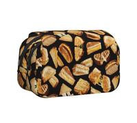 YOFIEN Grilled Cheese Sandwiches Pencil Pouch Portable Double Layer Stationery Organizer
