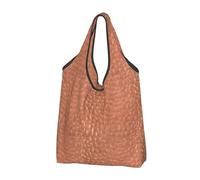 YOFIEN Hammered Copper Look Foldable Tote Bag Reusable Large Capacity Shopping Bags