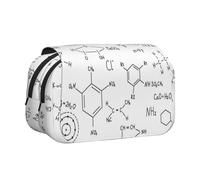 YOFIEN Hand Drawn Chemical Formula Pencil Pouch Portable Double Layer Stationery Organizer