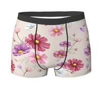 YOFIEN Hand Drawn Cosmos Flower Pattern,Men's Underwear Boxer Briefs Comfort Soft Stretch for Man Multicolour