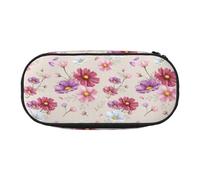 YOFIEN Hand Drawn Cosmos Flower Pattern,Small Pencil Case Large Capacity Pencil Pouch Office Stationery Organizer