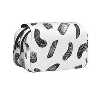 YOFIEN Hand Drawn Pasta Pencil Pouch Portable Double Layer Stationery Organizer