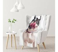 YOFIEN Happy Curious Dog French BulldogFlannel Throw Fluffy Blanket for Couch, Soft Cozy Blankets