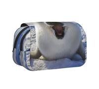 YOFIEN Harp Seal Painting Wallpaper Pencil Pouch Portable Double Layer Stationery Organizer