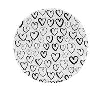 YOFIEN Heart Black White 8&8in Round Mouse Pad Sewn Edge Design