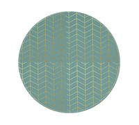 YOFIEN Herringbone Pattern Faux Gold Foil Teal Geometric 8&8in Round Mouse Pad Sewn Edge Design