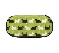YOFIEN Hund Silhouette Scottie Westie Tier,Small Pencil Case Large Capacity Pencil Pouch Office Stationery Organizer
