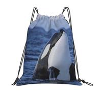 YOFIEN Killer Whales Orca Water Drawstring Backpack Resistant String Bag for Women Men Sports Gym Sackpack