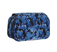 YOFIEN Killer Whales Orcas Sea Pencil Pouch Portable Double Layer Stationery Organizer
