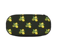 YOFIEN Lemon with Branch and Lilies Bouquet Black,Small Pencil Case Large Capacity Pencil Pouch Office Stationery Organizer