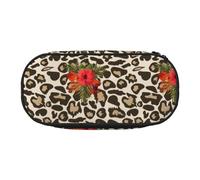 YOFIEN Leopard Hibiscus Flower,Small Pencil Case Large Capacity Pencil Pouch Office Stationery Organizer