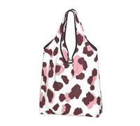 YOFIEN Leopard Print Seamless Pink Animals African Foldable Tote Bag Reusable Large Capacity Shopping Bags