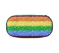 YOFIEN LGBT Sparkle Glitter Pride Flag,Small Pencil Case Large Capacity Pencil Pouch Office Stationery Organizer