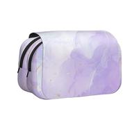 YOFIEN Liquid Pastel Purple Marble Pencil Pouch Portable Double Layer Stationery Organizer