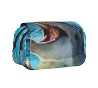 YOFIEN Lovely Dolphin Printed Pencil Pouch Portable Double Layer Stationery Organizer
