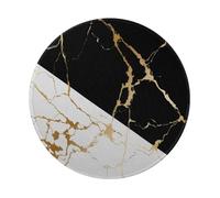 YOFIEN Luxury Gold Marble Abstract Black And White 8&8in Round Mouse Pad Sewn Edge Design