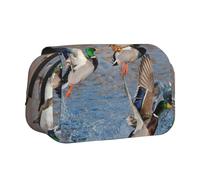 YOFIEN Mallards Duck Hunting Mallard Ducks Pencil Pouch Portable Double Layer Stationery Organizer