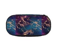 YOFIEN Marble Luxe Decor Dark Purple and Teal with Gold,Small Pencil Case Large Capacity Pencil Pouch Office Stationery Organizer