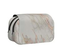 YOFIEN Marble Rose Gold Marble Metallic Blush Pink Pencil Pouch Portable Double Layer Stationery Organizer