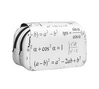 YOFIEN Mathematics and Geometry School with Scientific Formulas Chalk Board Pencil Pouch Portable Double Layer Stationery Organizer