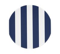 YOFIEN Midnight Blue And White Striped 8&8in Round Mouse Pad Sewn Edge Design